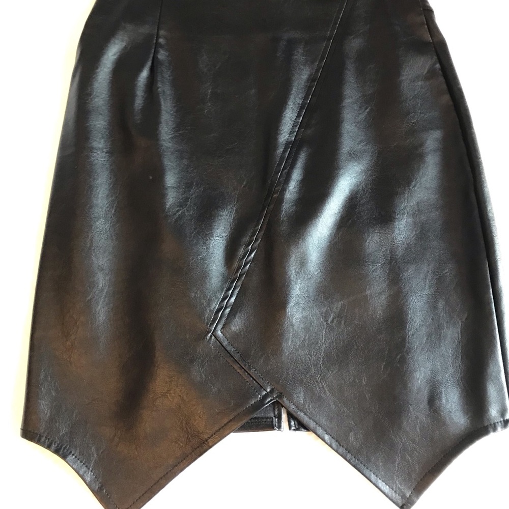 Unworn Faux Leather Asymmetrical Skirt - S